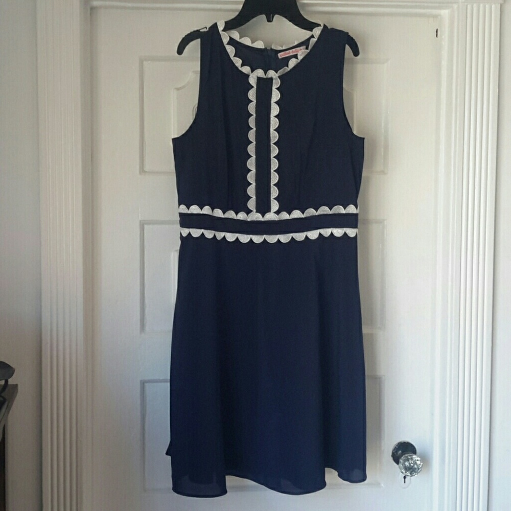 Navy blue with white trim detailing dress
